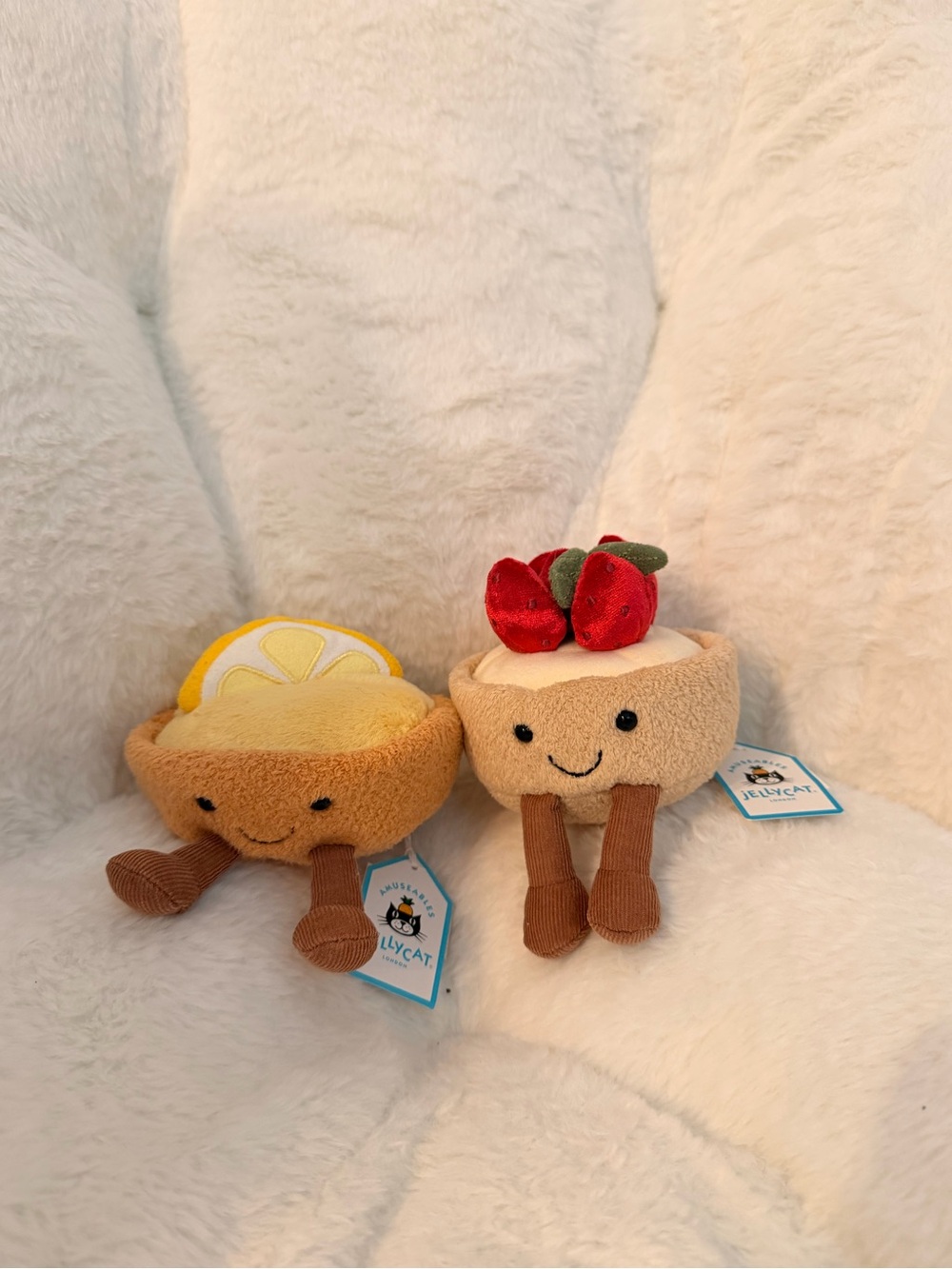 Jellycat Lemon & Strawberry Tart Plush Duo - Cream, Yellow & Red